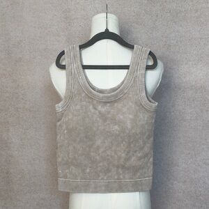 Zenana Outfitters Padded Ash Mocha Ribbed Tank Top with Lots of Stretch